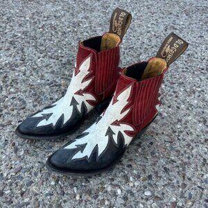 Old Gringo Red White and Black Western Ankle Boots - Women's  8.5